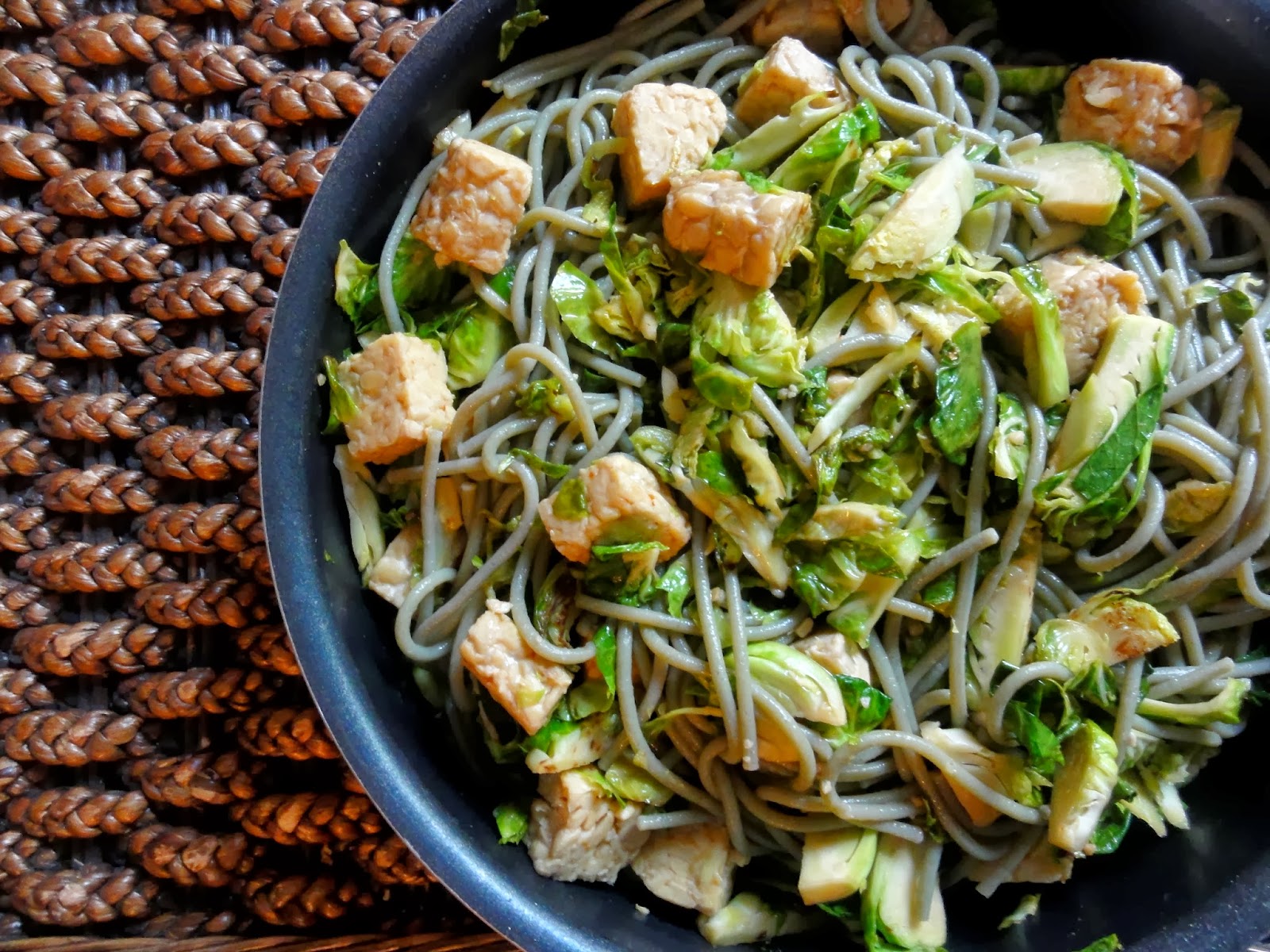 The Conscientious Eater Brussels Sprout and Tempeh Noodles