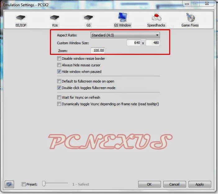 video settings for pcsx2