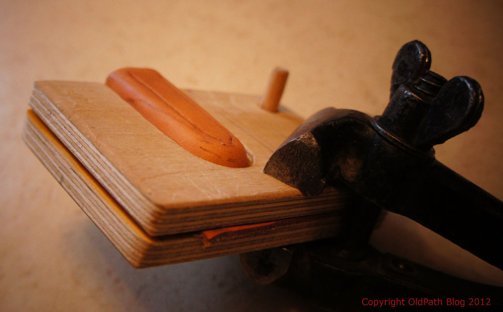 Old Path Simple leather press for Vic sheath making.