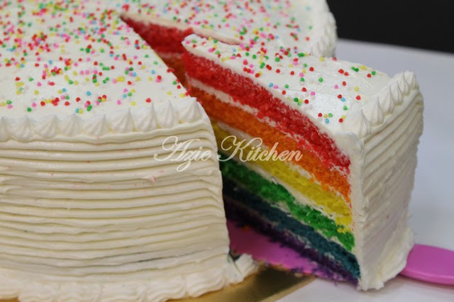 Rainbow Cake Sedap Azie Kitchen