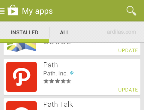 Pilih Path - Cara Menghapus Aplikasi Path - Android
