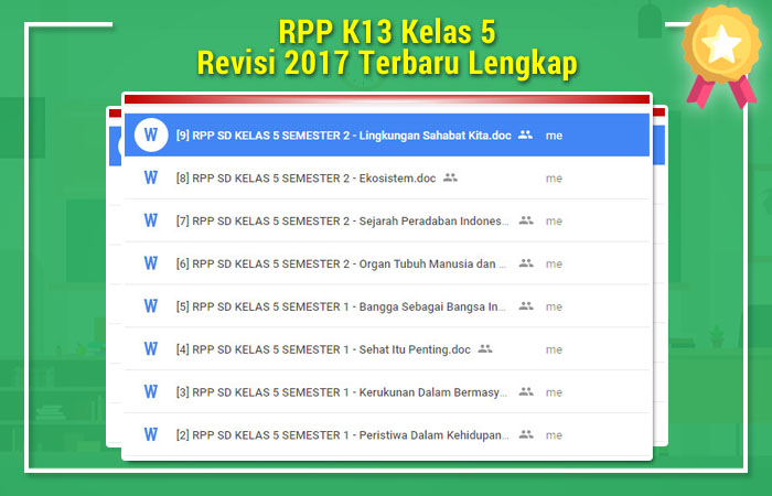 RPP K13 Kelas 5 Revisi 2017