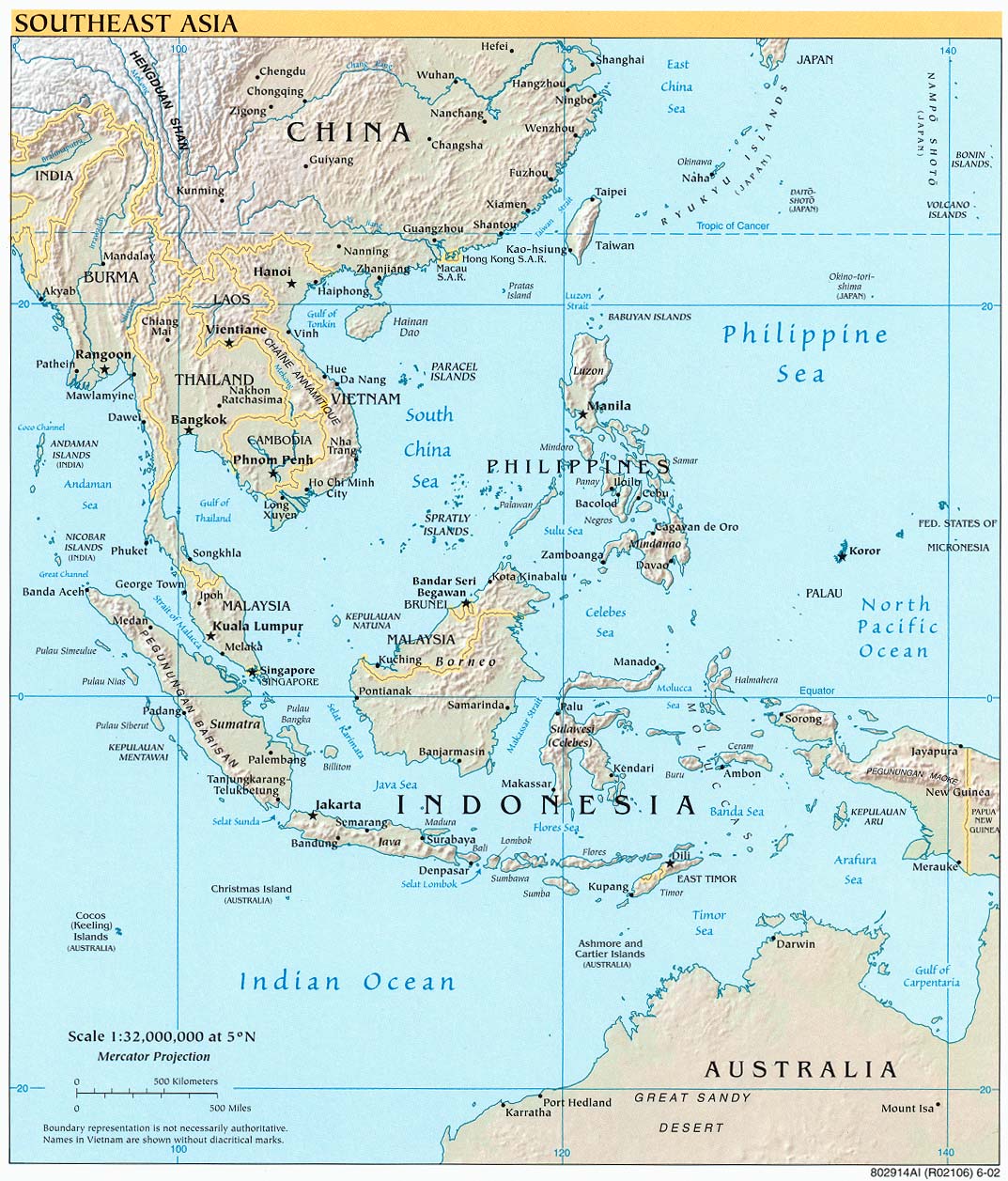 Southeast Asia Map Physical 40