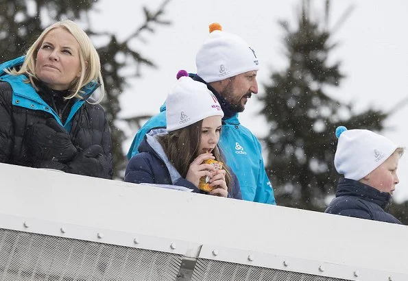 Crown Prince Haakon, Crown Princess Mette-Marit, Princess Ingrid Alexandra and Prince Sverre Magnus attended the FIS World Cup Nordic Ski Festival