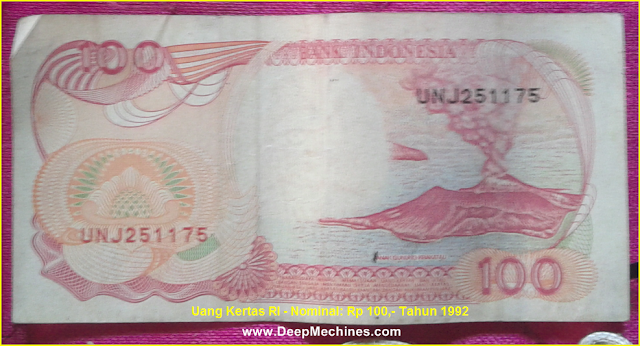 Uang Kertas RI Langka - Nominal Rp 100,- Tahun 1992 Gambar bagian Belakang Uang Kertas RI - Rp 100,- Tahun 1992