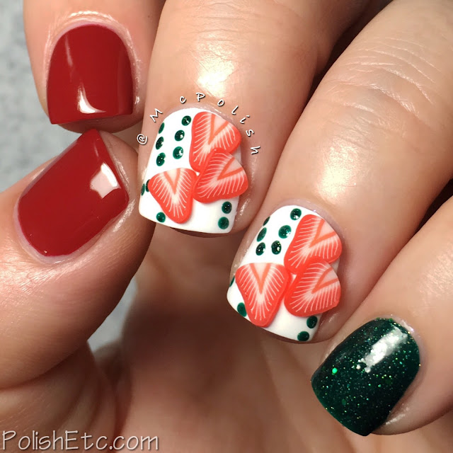 Red Nails for the #31DC2016Weekly - Strawberry Fimo - McPolish