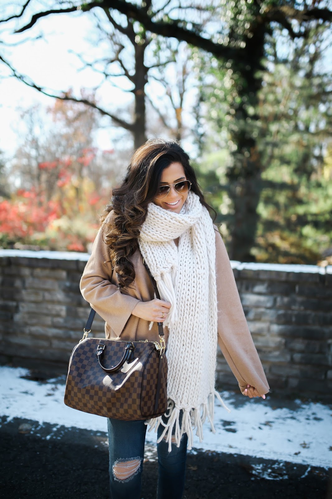 Chunky Knitted Scarf + Cream Snow Boots | The Sweetest Thing