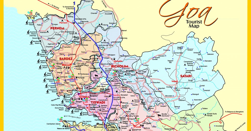 GOA TOURISM MAP / TOURIST PLACES IN GOA / BEACHES IN GOA ~ SOUTH INDIA