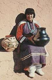 Maria Martinez with her pottery