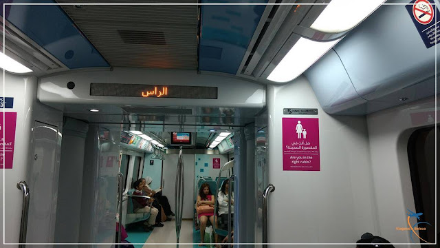 Vagão feminino no Metrô de Dubai 