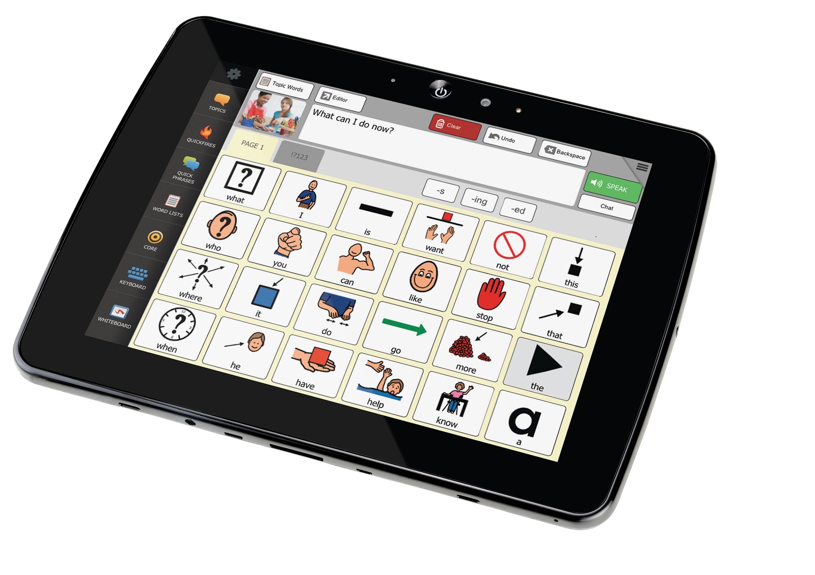 Language device. Tablets for CSI. Apps for communication.