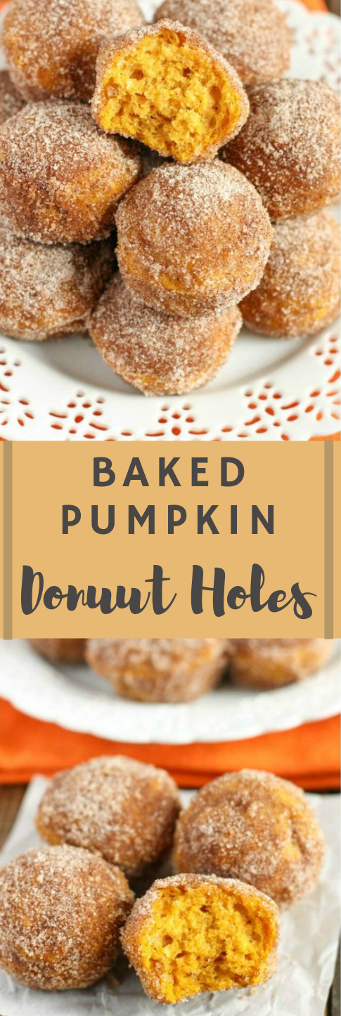 Baked Pumpkin Donut Holes #donut #cake