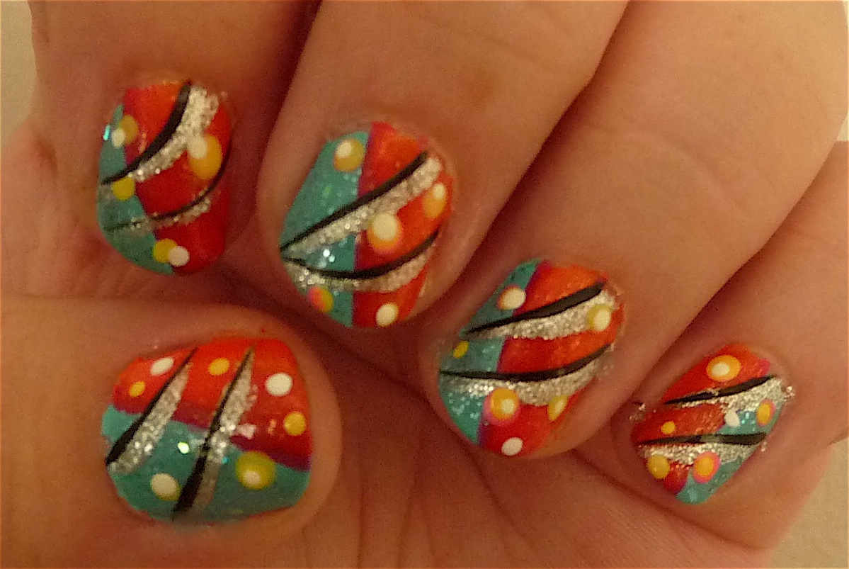 Glitter Water DIY Nail Art Bright, Busy & Colorful Nails