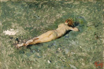 Pintura. Desnudo en la playa de Portici de Marià Fortuny