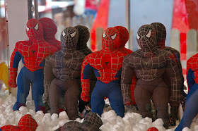Spider men in claw vending machine at Tibidabo amusement park