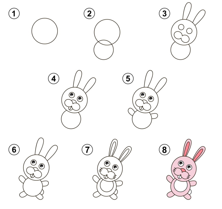 كيفية رسم ارنب خطوة بخطوة للاطفال بالقلم الرصاص