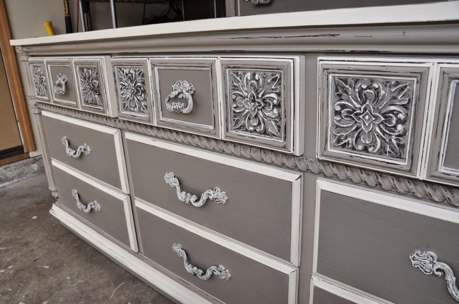 Sweetly Chic Sophisticated Grey Lowboy dresser