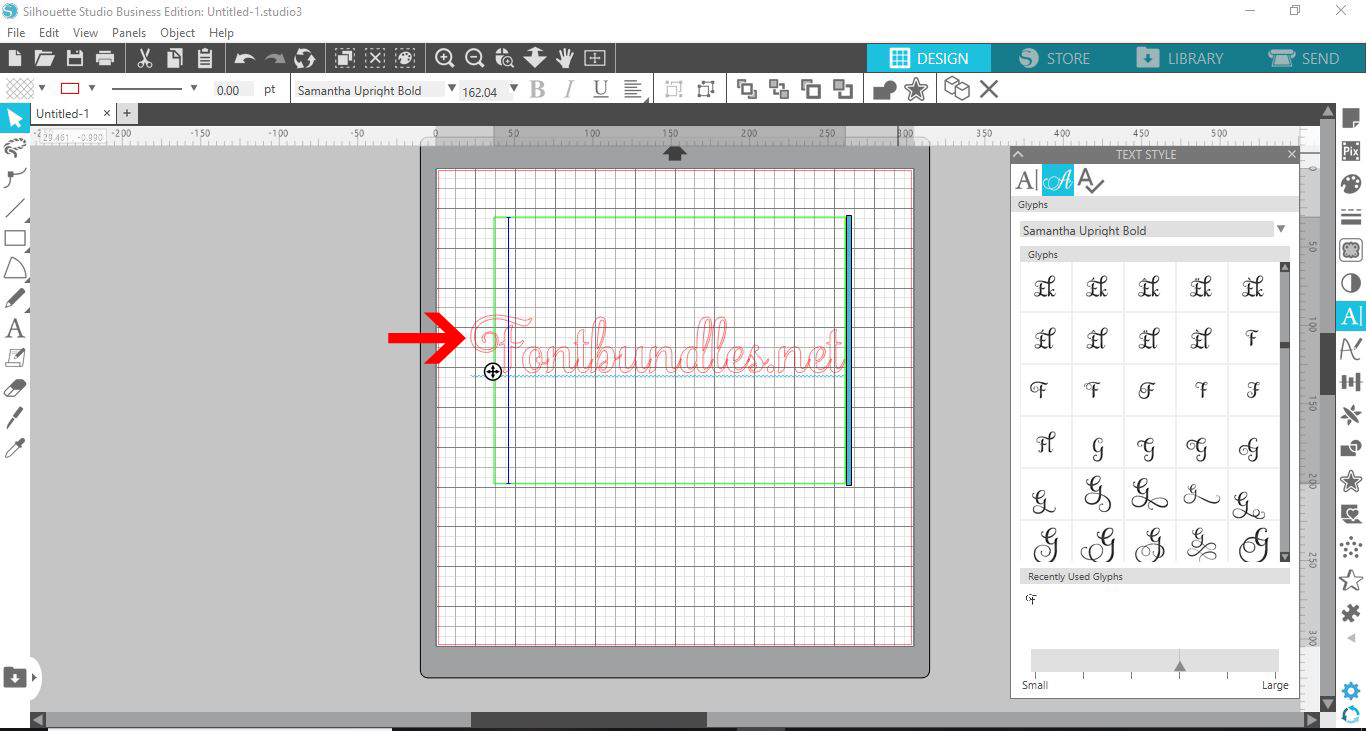 Accessing Glyphs and Swashes in Silhouette Studio Design Bundles