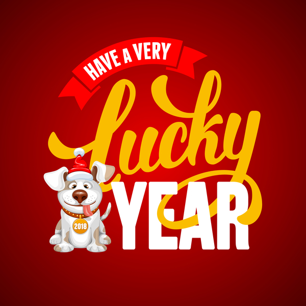 2018 happy year of dog vector material
