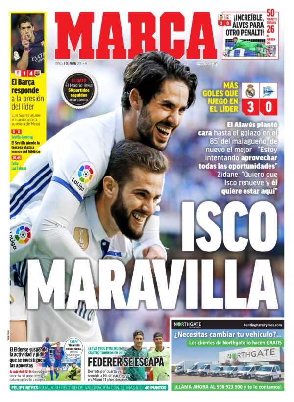 Real Madrid, Marca: "Isco maravilla"