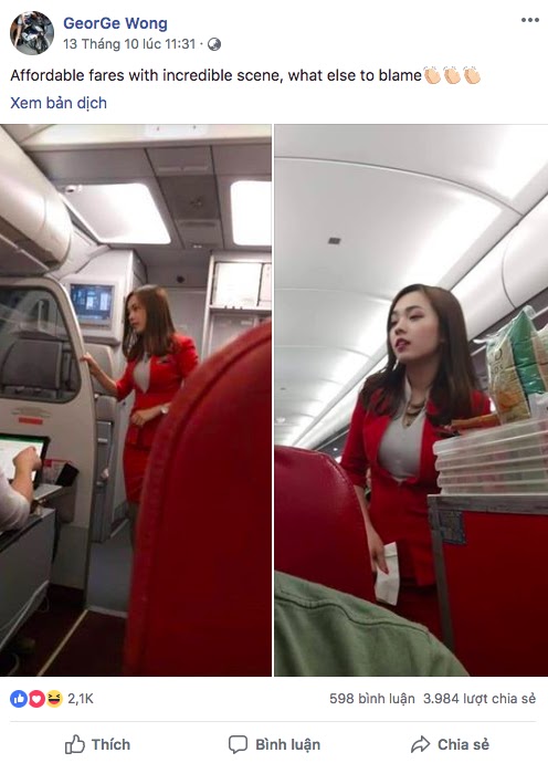 Nữ tiếp viên hàng không gây sốt trên MXH chỉ sau tấm ảnh chụp trộm của hành khách