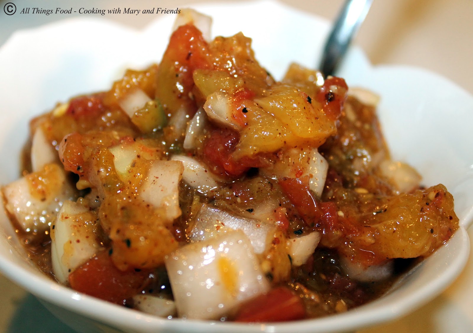 Cooking With Mary and Friends Vidalia Onion and Peach Salsa