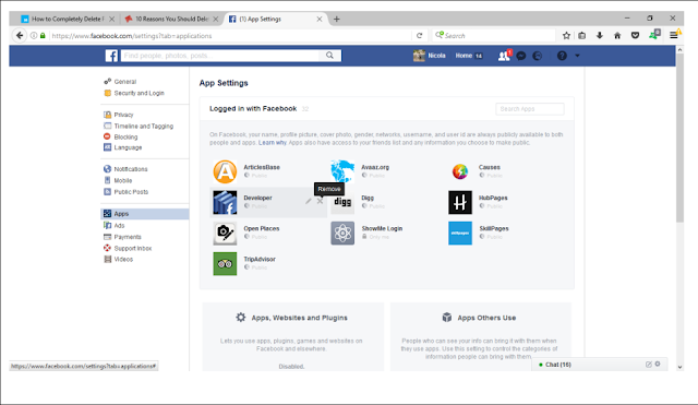 حذف حساب فيسبوك