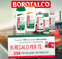 Borotalco ti regala 1.320 Carte Trenitalia da 25 euro : premio sicuro Logo Borotalco ti regala 1.320 Carte Trenitalia da 25 euro : premio sicuro