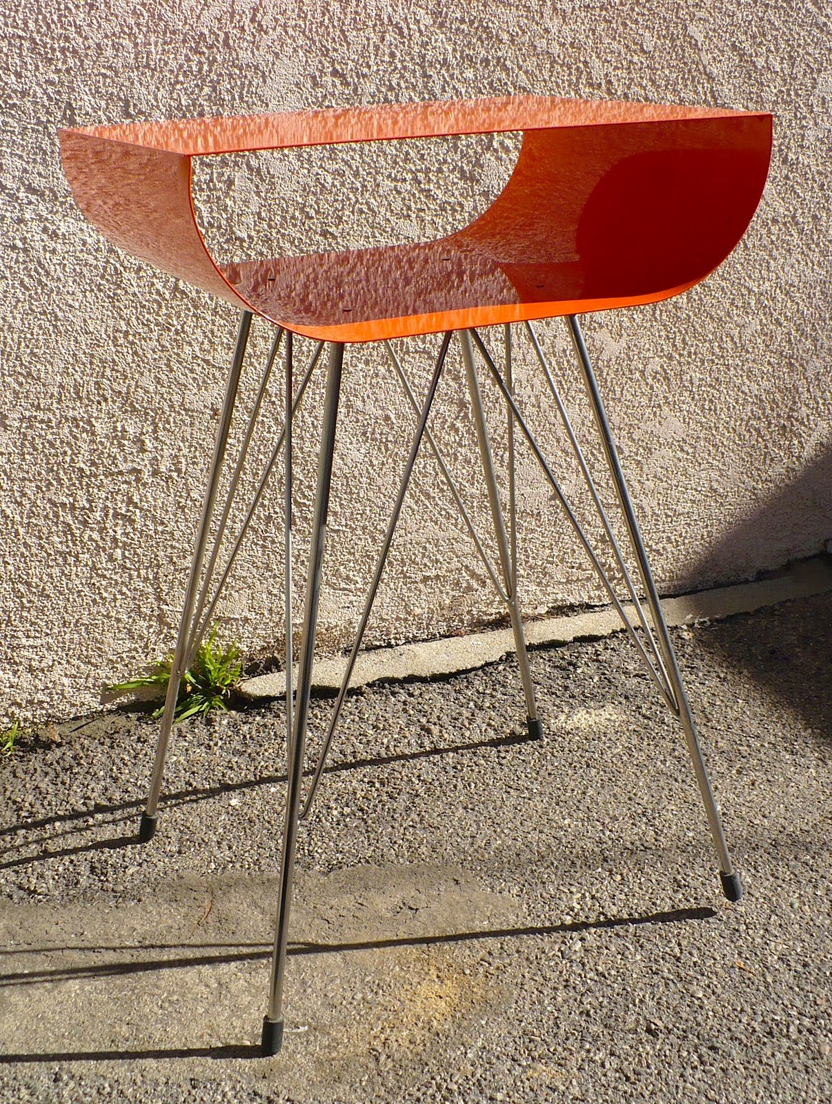 ModARama Atomic MidCentury Modern Design Orange Metal Atomic Side