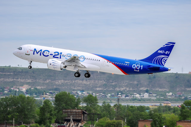 Image Attribute: An MS-21 medium-range passenger plane, produced by Irkut Corporation, takes off in Irkutsk, Russia, May 28, 2017. Courtesy of PR Department of Irkut Corporation/Handout via REUTERS