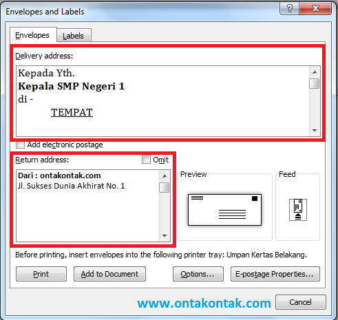 Cara Membuat Format Amplop dan Print Amplop Surat di Word + Video