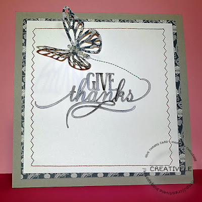 scrapbooking card with butterfly and sentiment handpaint