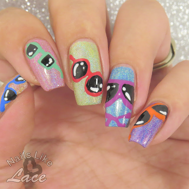 NailsLikeLace WarholStyle Sunglasses Nail Art