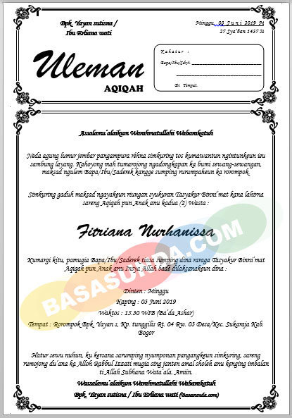 Download Contoh Surat Undangan Uleman Syukuran Bahasa Sunda