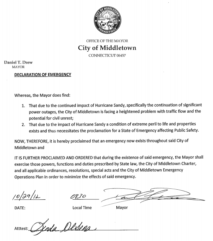 middletowneye Mayor Declares State Of Emergency In City