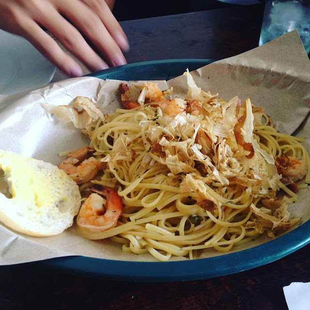 Dong Juan Restaurant Gambas al ajillo pasta at Dong Juan Restaurant