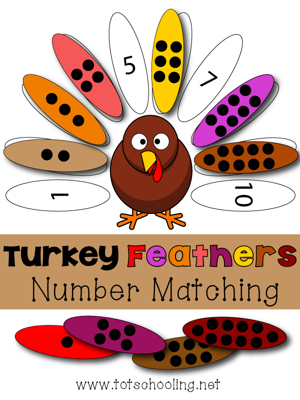 Turkey Feathers Number Matching Game Totschooling Toddler Preschool Kindergarten Educational Printables