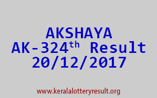AKSHAYA Lottery AK 324 Results 20-12-2017