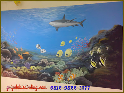 Lukis dinding pemandangan bawah laut Lukis dinding pemandangan bawah laut