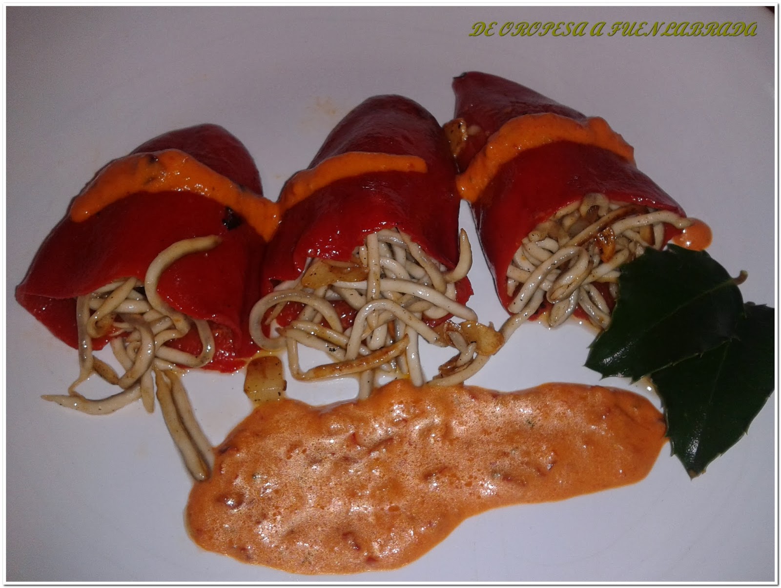 De Oropesa a Fuenlabrada PIMIENTOS DEL PIQUILLO CON GULAS EN SALSA ROMESCO