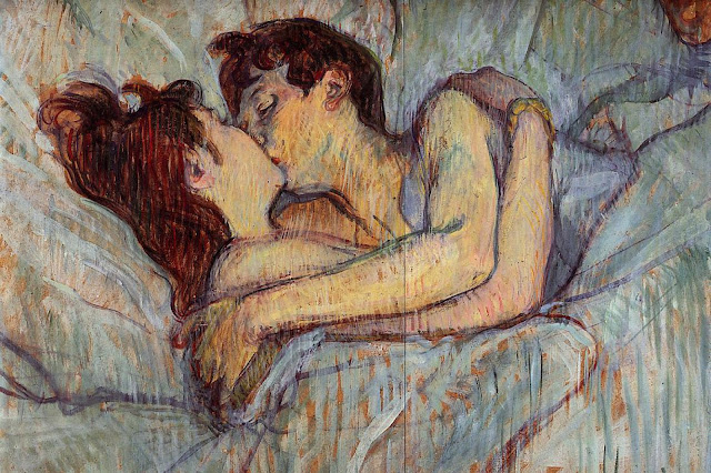 In Bed The Kiss by Henri de Toulouse-Lautrec (1892)