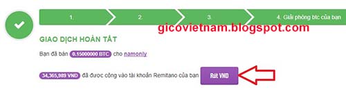 rút tiền từ remitano về vietcombank