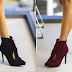 Botine cu franjuri elegante de ocazie cu toc inalt negre, grena