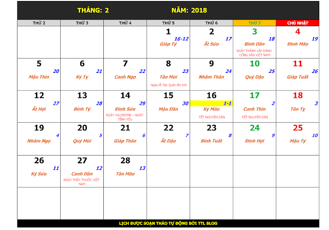 Lịch Vạn Sự Năm 2018 Tháng 2 Lịch Vạn Sự Năm 2018 Tháng 2