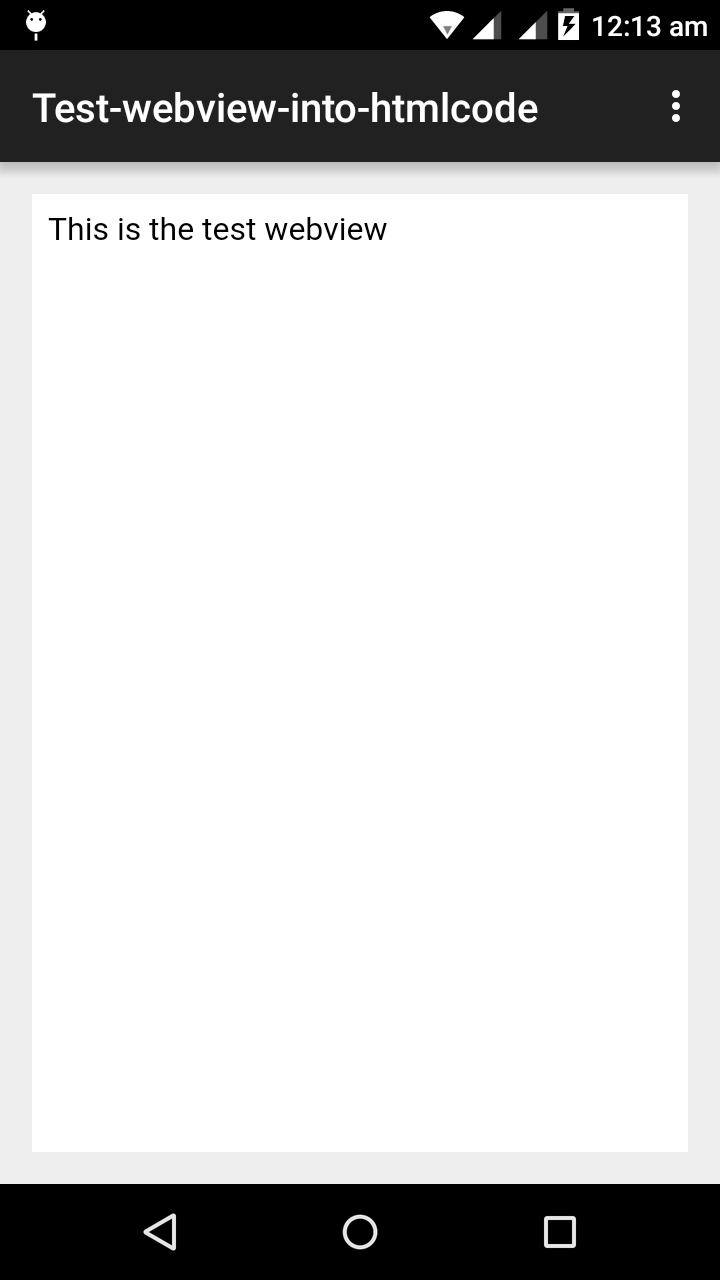 How to create webview and load html code into that View using