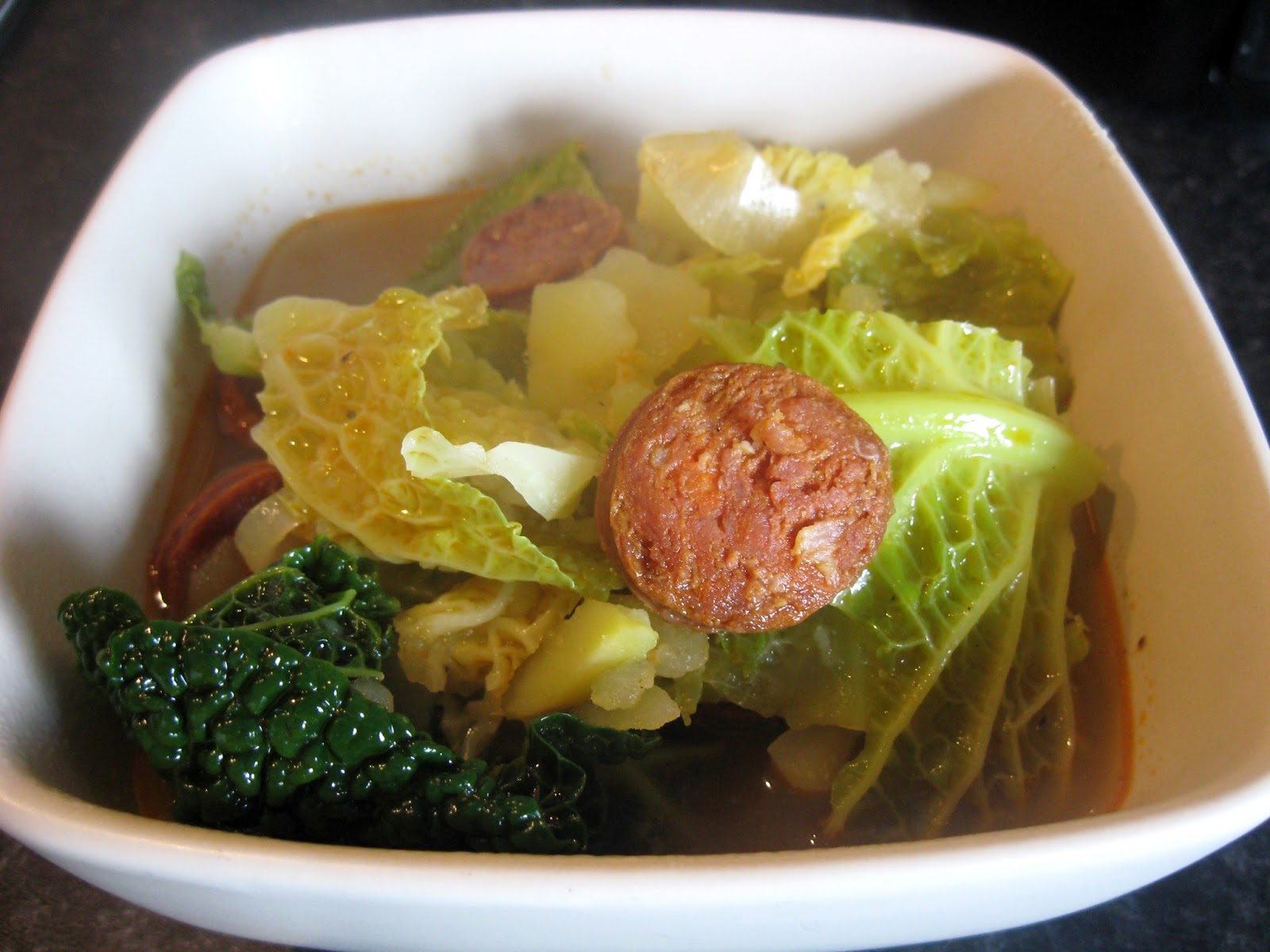 Feed Me Savoy Cabbage and Chorizo Soup