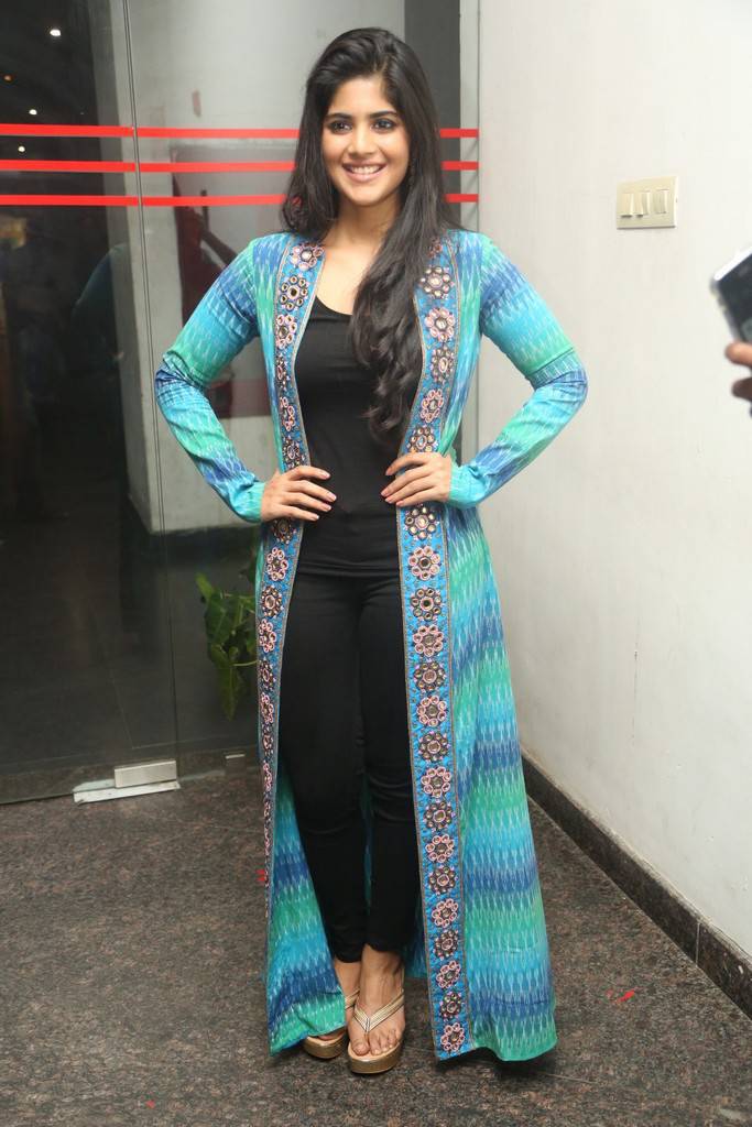 Megha Akash In Blue Dress At LIE Movie Success Meet