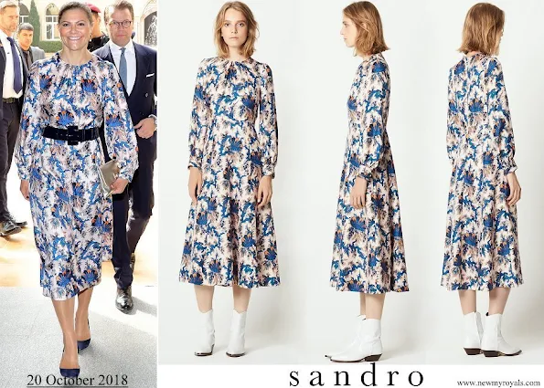 Crown Princess Victoria wore Sandro all over print silk dress