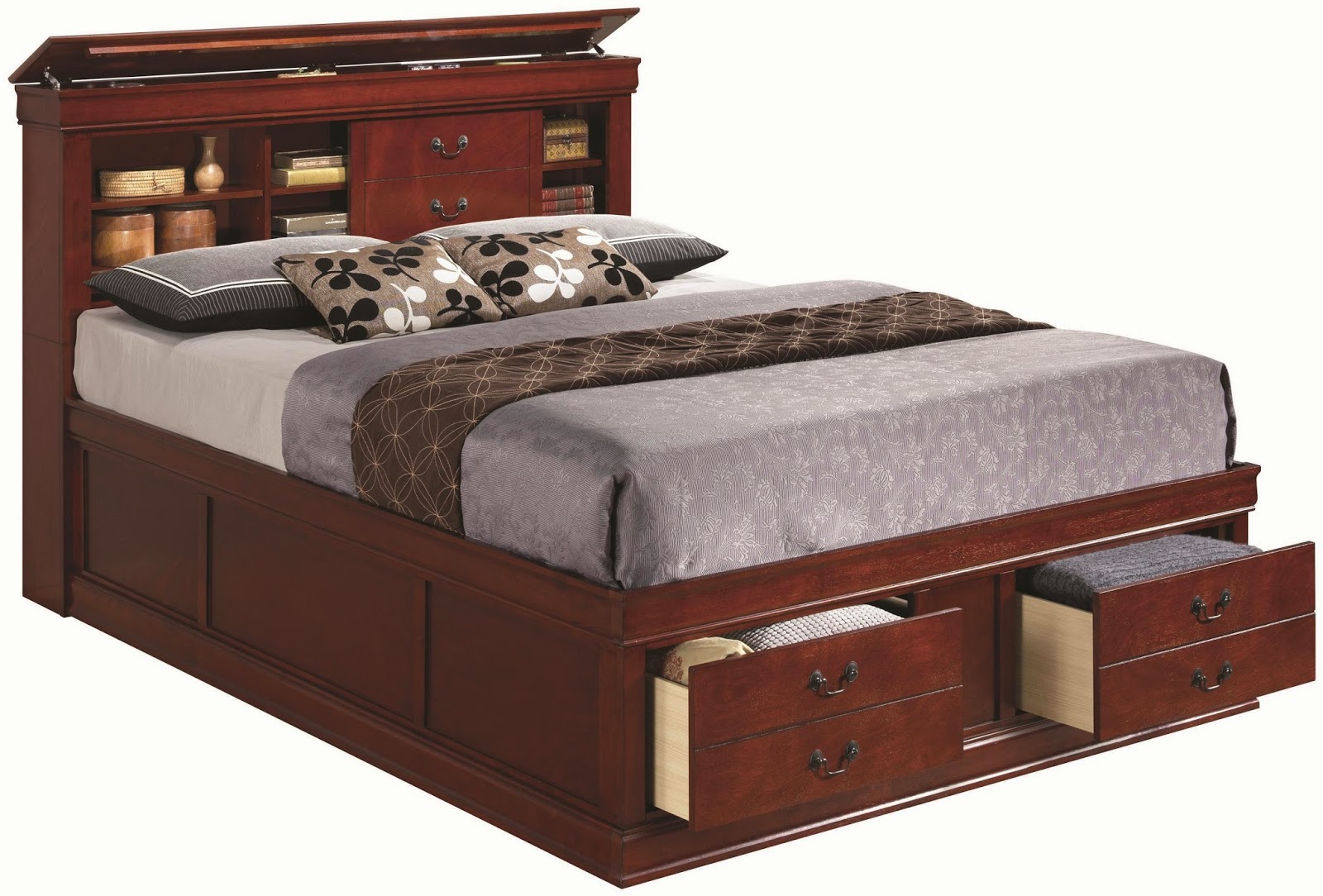 Backyard Landscaping King Size Platform Bed With Bookcase Headboard