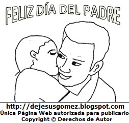 Día del Padre Dibujo por el Día del padre de un papá recibiendo un beso de su hijo . Dibujo hecho por Jesus Gómez